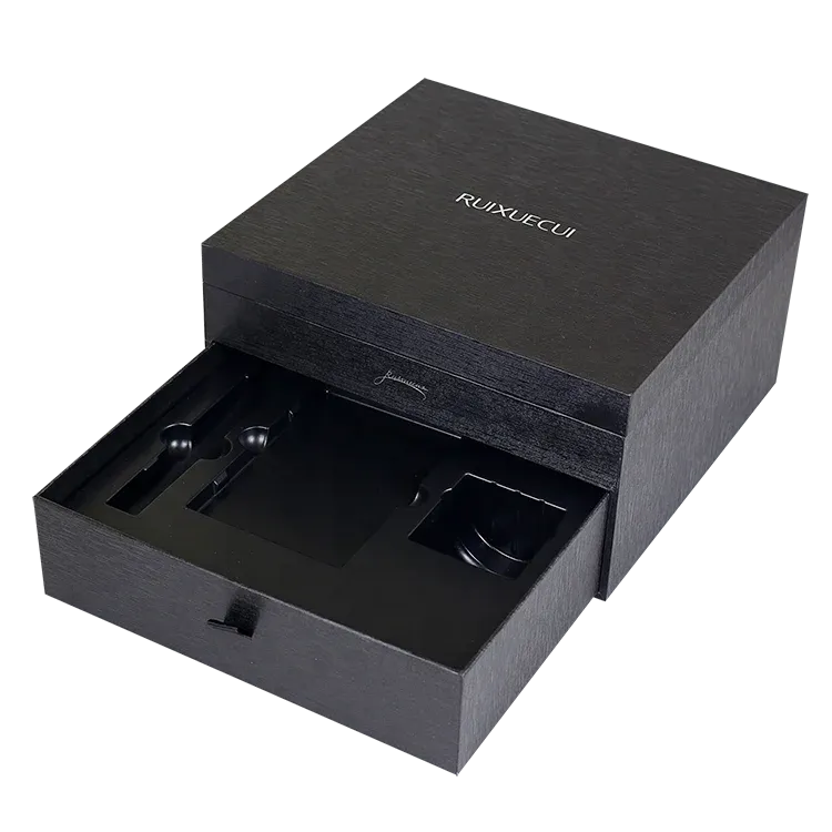 Factory Custom Black Double Drawer Wooden Box Jewelry Box Essential Oil Packaging Boxes Bottle Essential Oil 5ml 10ml 20ml 30ml - Buy Wooden Box,Wooden Jewelry Box,Essential Oil Packaging Boxes.