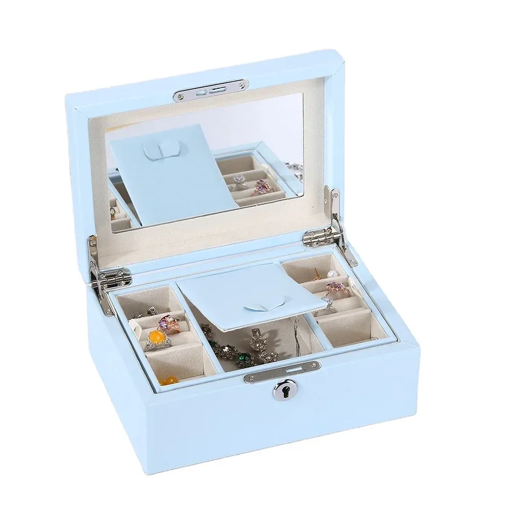 Tongxing Luxury Leather Fiber Travel Jewelry Box With Lock For Pendant Ring Stud Earrings Necklace Box Storage And Mirror - Buy Luxury Leather Fiber Travel Jewelry Box
handmade Leather Jewelry Box
customized Color Jewelry Storage Box.