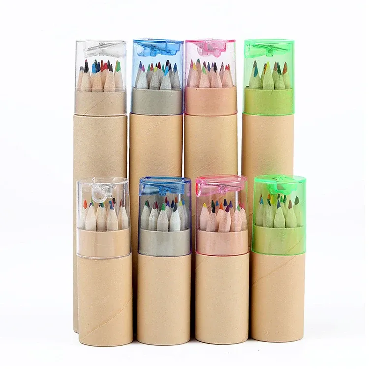 Custom Printing Kraft Paper Tube Color Pencils 12-piece 7 Inch Colored Wooden Pencil Set In Tube Box With Sharpener - Buy Colored Pencils In Tube,Colored Wooden Pencils In Tube,Colored Pencils In Tube With Sharpener.