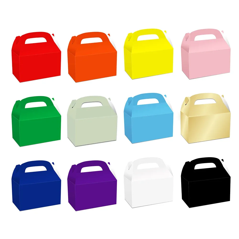 Custom Wholesale Party Favors Goodie Gable Boxes Packaging Recyclable Color Treat Candy Cake Paper Gift Box With Handle - Buy Candy Box,Treat Boxes,Paper Box With Handle.